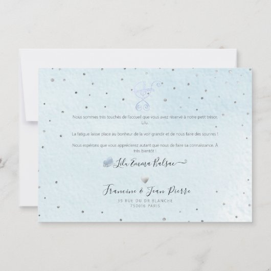 Invitation Aquarelle Confettis Remerciement Naissance Fille (Dos)