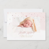 Invitation Aquarelle Confettis Remerciement Naissance Fille (Devant)