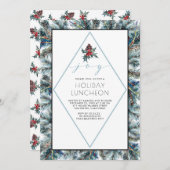 Invitation Aquarelle Conifier et déjeuner de vacances de (Devant / Derrière)