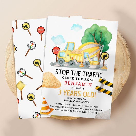 Invitation Aquarelle Construction Anniversaire de enfant N'im