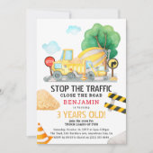 Invitation Aquarelle Construction Anniversaire de enfant N'im (Devant)