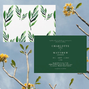 Invitation Aquarelle contemporaine Vert Pas de parents Mariag