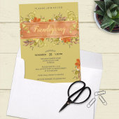Invitation Aquarelle conviviale Rustique Feuille