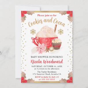 Invitation Aquarelle Cookies d'hiver et Baby shower de cacao