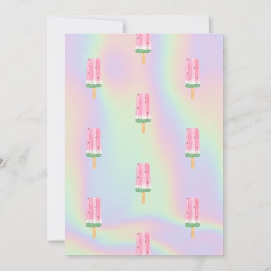 Invitation Aquarelle cool Crème glacée Holographique Annivers (Dos)