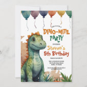 Invitation Aquarelle cool Dinosaur fête d'anniversaire (Devant)