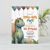 Invitation Aquarelle cool Dinosaur fête d'anniversaire (Debout devant)