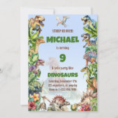 Invitation Aquarelle Cool Dinosaure réaliste Anniversaire (Devant)
