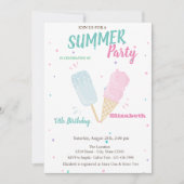 Invitation Aquarelle cool Glaces Fête d'été (Devant)