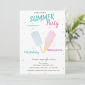 Invitation Aquarelle cool Glaces Fête d'été (Debout devant)