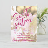 Invitation Aquarelle cool moderne or rose doux 16 (Debout devant)