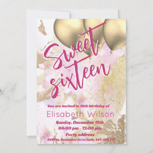 Invitation Aquarelle cool moderne or rose doux 16