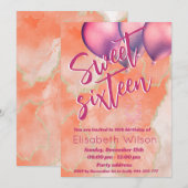 Invitation Aquarelle cool moderne rose orange doux 16 (Devant / Derrière)