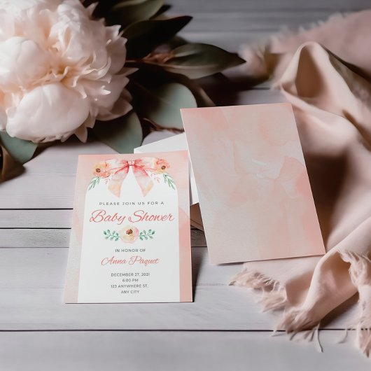 Invitation Aquarelle Coquette Bow
