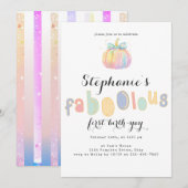 Invitation Aquarelle Coquette Bow Citrouille Premier 1er anni (Devant / Derrière)