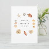 Invitation Aquarelle Coquillages Bachelorette Itinéraire (Debout devant)