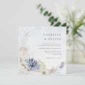 Invitation Aquarelle Coquillages Corail Sous Le Mariage De Me (Debout devant)