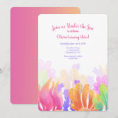 Invitation aquarelle corail (Devant / Derrière)