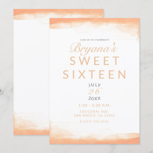 Invitation Aquarelle Corail Orange Moderne Chic Douze Ans