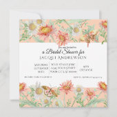 Invitation Aquarelle Corail Pêche ivoire Fête des mariées flo (Devant)