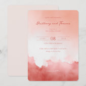Invitation Aquarelle Corail Romantique (Devant / Derrière)