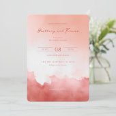 Invitation Aquarelle Corail Romantique (Debout devant)