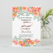Invitation Aquarelle corail rose menthe vert Mariage botaniqu (Debout devant)