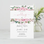 Invitation Aquarelle corail rose peony mariage floral (Debout devant)