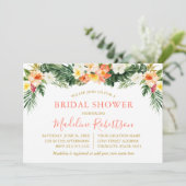 Invitation Aquarelle Corail tropical Fête des mariées florale (Debout devant)