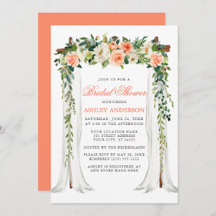 Invitation Aquarelle Coral Floral Canopée Fête des mariées