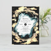 Invitation Aquarelle cosmique Espace Anniversaire (Debout devant)