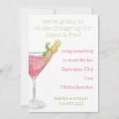 Invitation Aquarelle Cosmopolite Cocktail Stock le Bar (Devant)