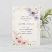 Invitation Aquarelle cosmos fleurs répétition dîner (Debout devant)