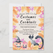 Invitation Aquarelle Costumes de chat et cocktail Fête d'Hall (Devant)