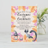 Invitation Aquarelle Costumes de chat et cocktail Fête d'Hall (Debout devant)