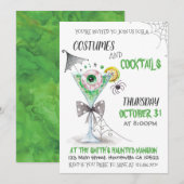 Invitation Aquarelle Costumes et cocktails Halloween (Devant / Derrière)