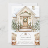 Invitation Aquarelle Cosy Christmas Home Party (Devant)