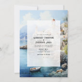 Invitation Aquarelle Côte Amalfi Italie Destination Mariage (Devant)