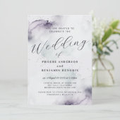 Invitation Aquarelle côtière Bleu Mariage élégant (Debout devant)