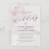 Invitation Aquarelle Côtière Rose Élégant Mariage (Devant / Derrière)