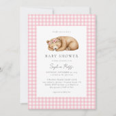 Invitation Aquarelle couchée Baby shower Ours de bois (Devant)
