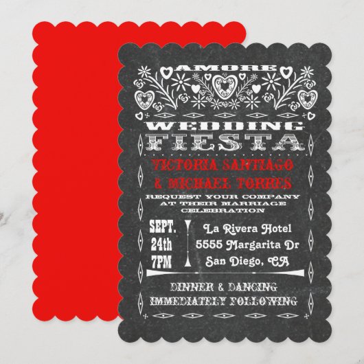 Invitation Aquarelle Coucher de soleil Mariage mexicain Papel (Devant / Derrière)