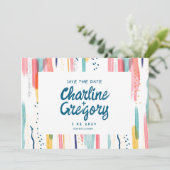 Invitation Aquarelle couleur Abstraite Enregistrer la date (Debout devant)