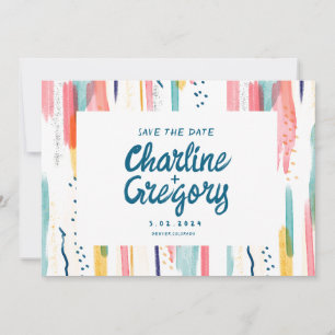 Invitation Aquarelle couleur Abstraite Enregistrer la date