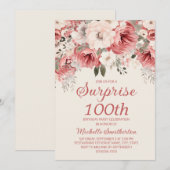 Invitation Aquarelle couleur crème rouge rose Floral Surprise (Devant / Derrière)
