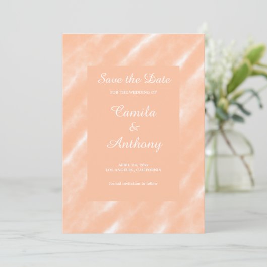Invitation Aquarelle couleur Fuzz Peach Motif Abstrait (Debout devant)