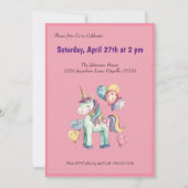 Invitation Aquarelle couleur mignonne Unicorn Anniversaire (Dos)