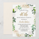 Invitation Aquarelle couleur or bleu couronnes 40e anniversai (Devant / Derrière)