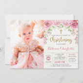 Invitation Aquarelle couleur or rose chic Roses floraux (Devant)
