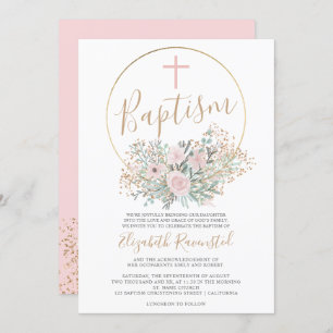 Invitation Aquarelle couleur or vert rose confetti vert rose